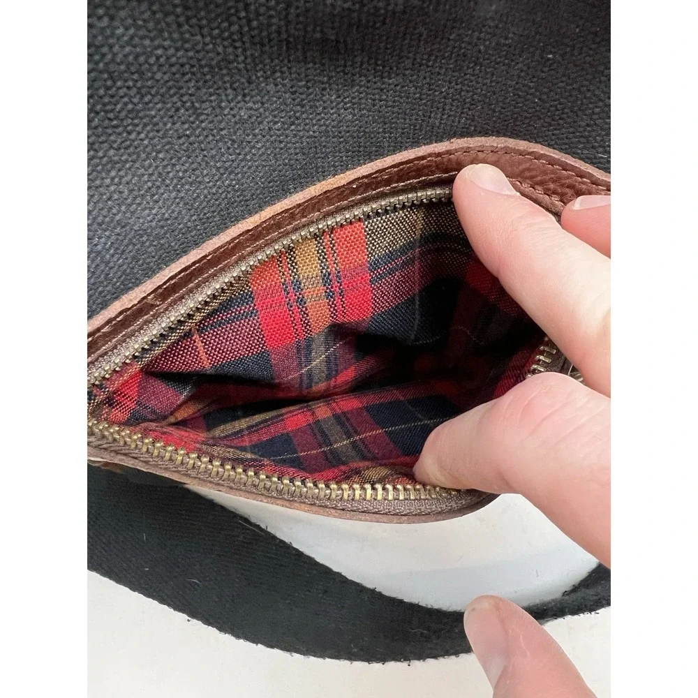 WILL LEATHER GOODS Black Canvas And Leather Small Messenger Crossbody Bag